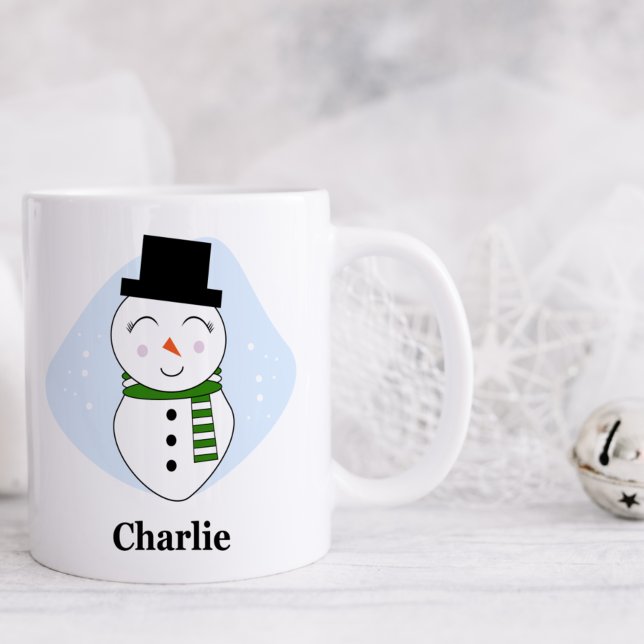Niedlicher Schneemann mit Green Scarf Weihnachtsfe Kaffeetasse (Von Creator hochgeladen)