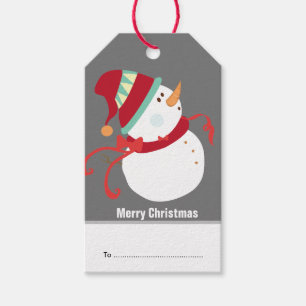 Niedlicher Schneemann mit Hut & Scarf Weihnachten Geschenkanhänger
