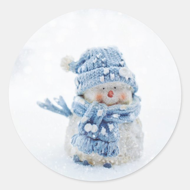 Niedlicher Schneemann mit klassischem Rundaufklebe Runder Aufkleber (Vorderseite)