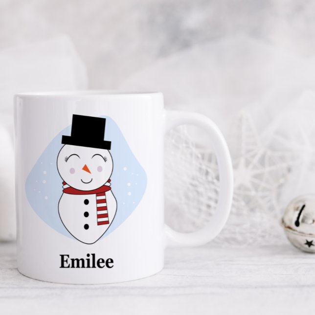 Niedlicher Schneemann mit Red Scarf Weihnachts-Tas Kaffeetasse (Von Creator hochgeladen)