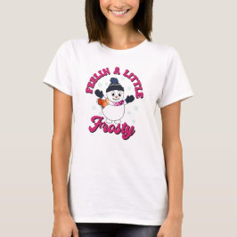 Niedlicher Schneemann mit Scarf in lesbischen Flag T-Shirt