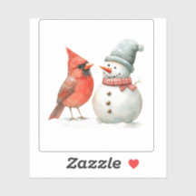 Niedlicher Schneemann mit Vogel Winter Weihnachtss