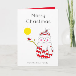 Niedlicher Schneemann mit Weihnachtskunst Feiertagskarte