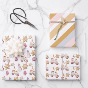 Niedlicher Schneemann und Cookies Geschenkpapier Set