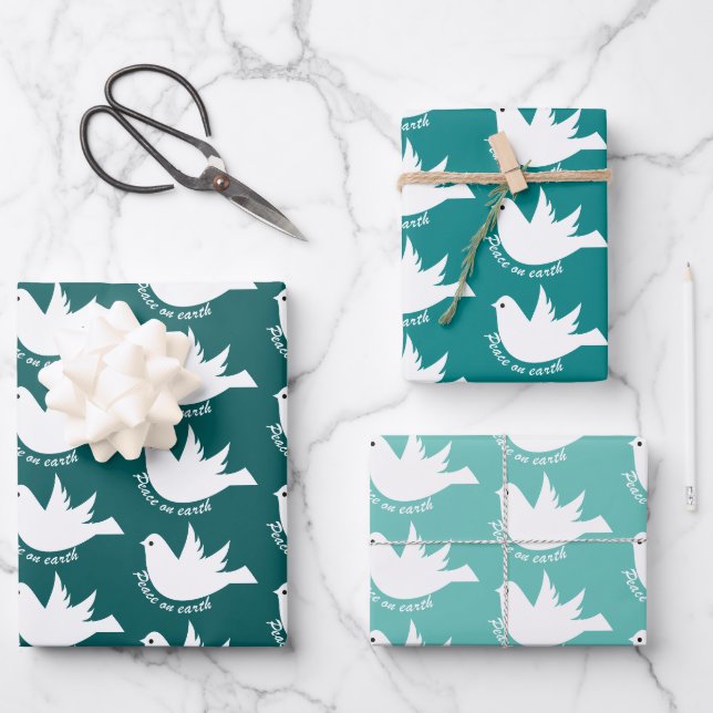 Niedlicher Schneemann und Schnee auf aquamarinem b Geschenkpapier Set (Vorderseite)