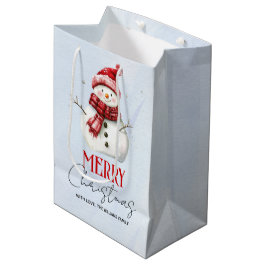 Niedlicher Schneemann und Schnee Frohe Weihnachtsf Mittlere Geschenktüte