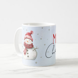Niedlicher Schneemann und Schnee Weihnachten Kaffeetasse