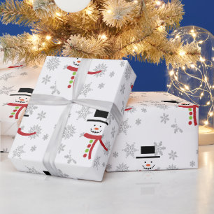 Niedlicher Schneemann und Schneeflocken, Handwerk  Geschenkpapier