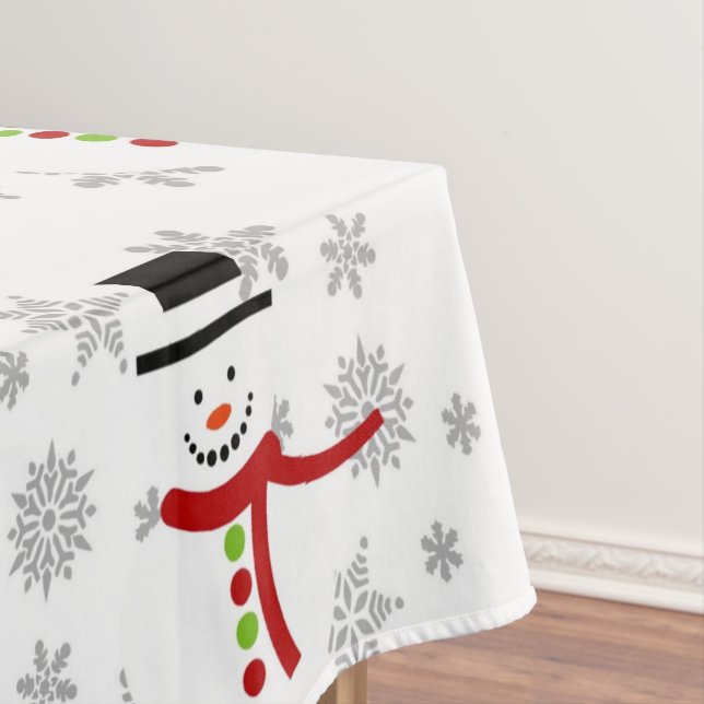 Niedlicher Schneemann und Schneeflocken Tischdecke (Beispiel)
