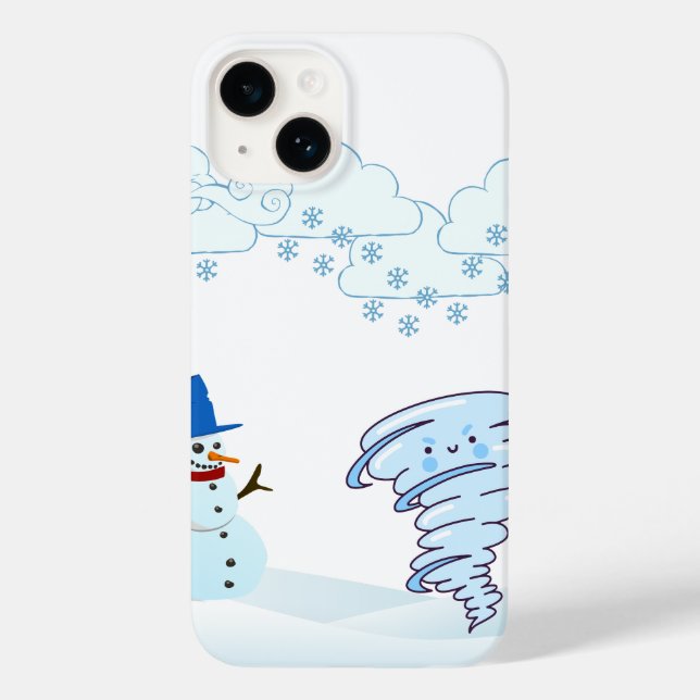 Niedlicher Schneemann und Wind Case-Mate iPhone 14 Hülle (Rückseite)