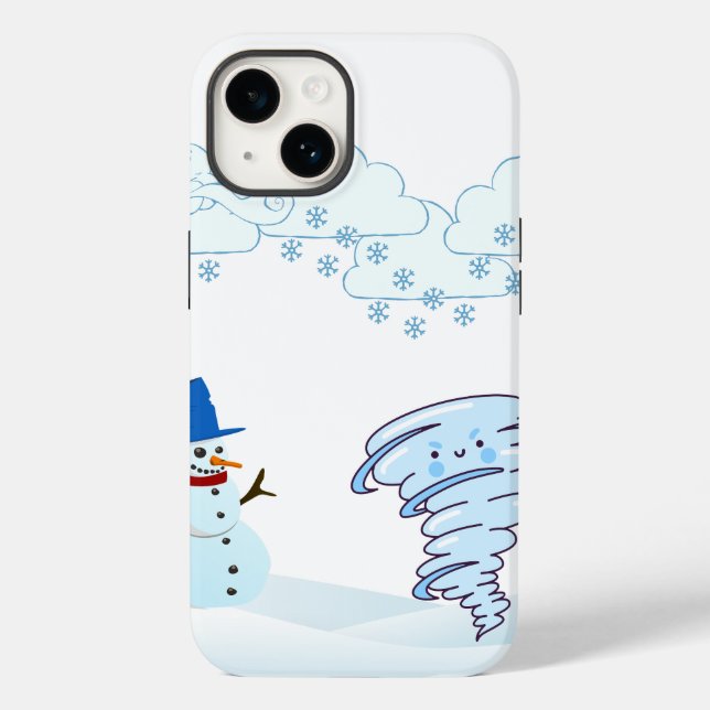 Niedlicher Schneemann und Wind Case-Mate iPhone 14 Hülle (Rückseite)