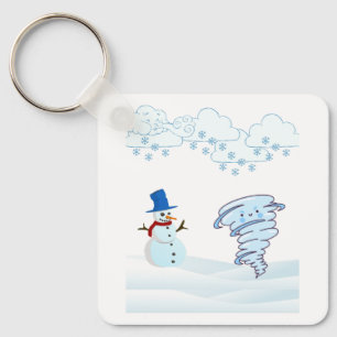 Niedlicher Schneemann und Wind Schlüsselanhänger