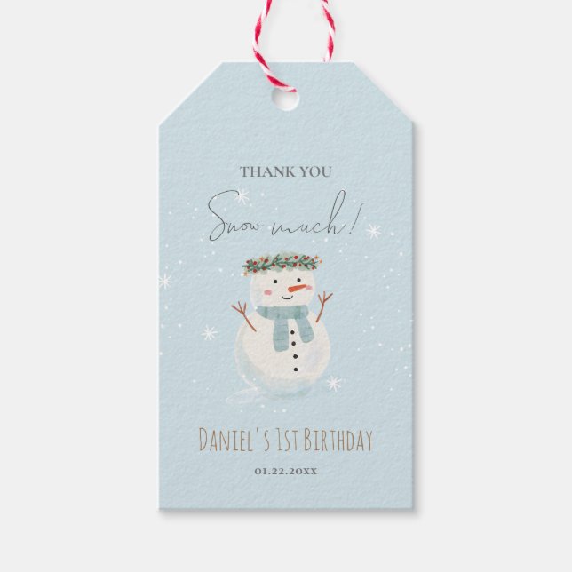 Niedlicher Schneemann Vielen Dank, dass Sie viel S Geschenkanhänger (Vorderseite)