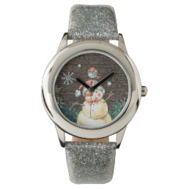 Niedlicher Schneemann & Waldtiere Weihnachten Nied Armbanduhr