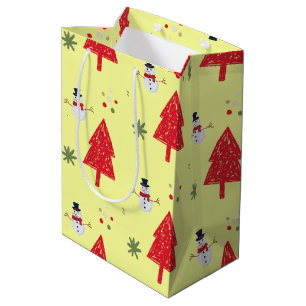 Niedlicher Schneemann Weihnachtsbaum Nahtloses Mus Mittlere Geschenktüte
