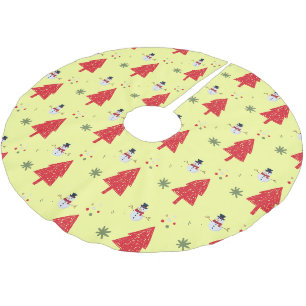 Niedlicher Schneemann Weihnachtsbaum Nahtloses Mus Polyester Weihnachtsbaumdecke