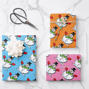 Niedlicher Schneemann Weihnachtsblatt Geschenkpapier Set