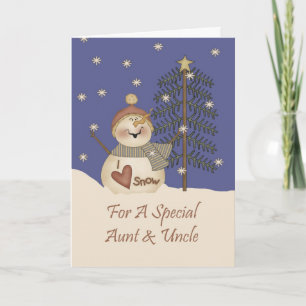 Niedlicher Schneemann Weihnachtsfeier & Onkel Feiertagskarte