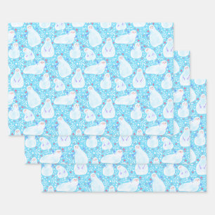 Niedlicher Schneemann Weihnachtsfeiertage Packpapi Geschenkpapier Set