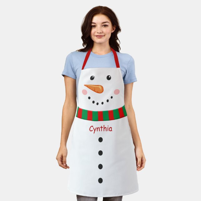 Niedlicher Schneemann Weihnachtsmärchen-Überdrucke Schürze (Getragen)