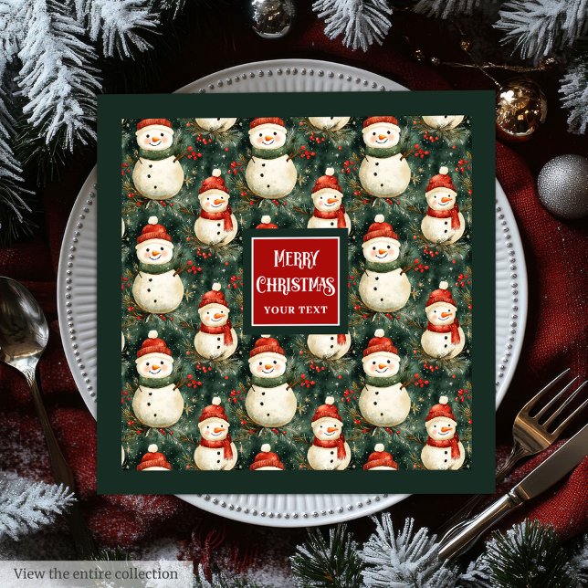 Niedlicher Schneemann Weihnachtsservietten Serviette (Cute watercolor snowman Christmas custom napkins)