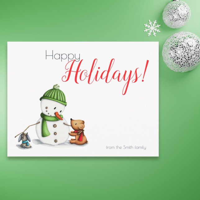 Niedlicher Schneemann Winter Weihnachtsfeiertag Postkarte (Cute snowman holidays postcard)