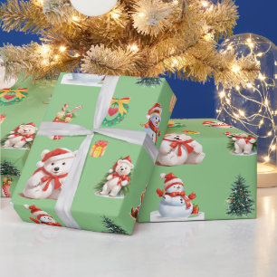 Niedlicher Schneemann Winterweißbär Weihnachten Geschenkpapier