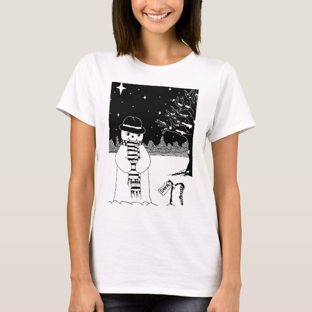 niedlicher Schneemann zu Weihnachten T-Shirt (Vorderseite)