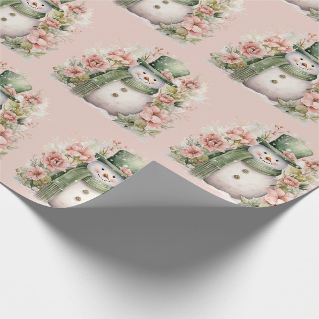 Niedlicher Schneemobil Rosa Weihnachtsfeiertag Geschenkpapier (Ecke)