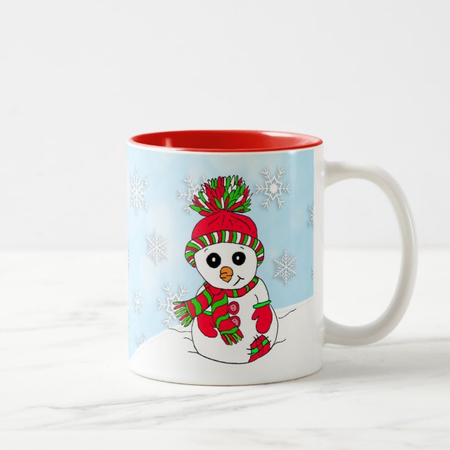 Niedlicher Schneeschuh Weihnachtsfeiertage Zweifarbige Tasse (Rechts)