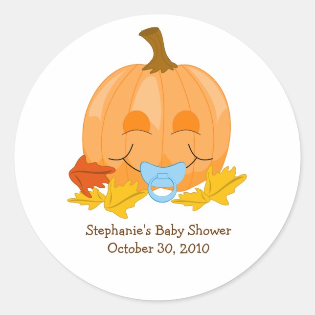 Niedlicher Schnuller Pumpkin Baby Dusche Gefälligk Runder Aufkleber (Vorderseite)