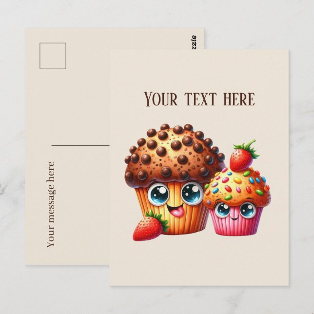 Niedlicher Schokoladenkeks - Nachricht Postkarte (Vorne/Hinten)