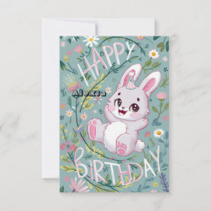 Niedlicher schöner Bunny Digital Geburtstag Karte