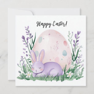niedlicher schöner Hase mit Blume und für Ostern Karte