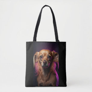 Niedlicher, schöner Hund in einer zweiseitigen Tas Tasche