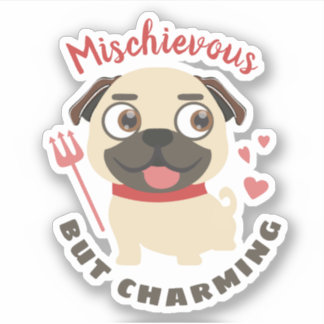 Niedlicher Schoßhund Mops schelmisch charmant pers Aufkleber