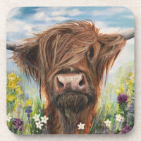 Niedlicher schottischer Highland-Cow-Untersetzer