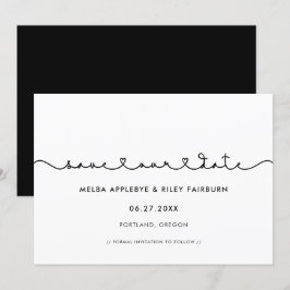 Niedlicher Schriftart mit Verbindungsherzen Rette  Save The Date