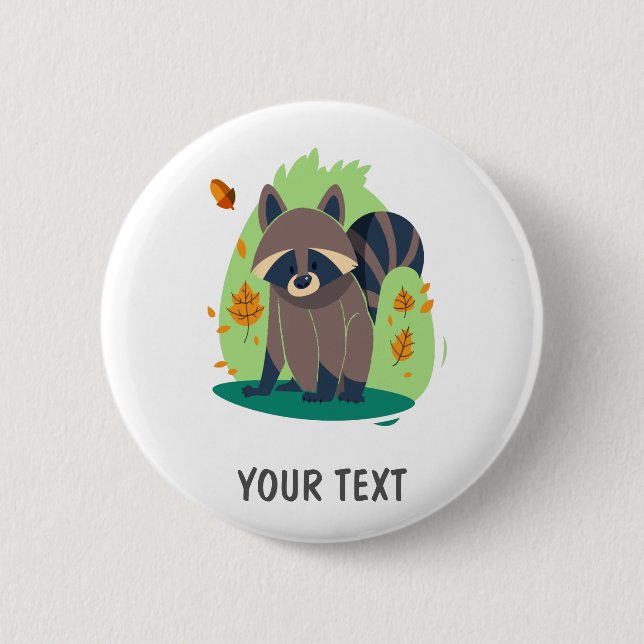 Niedlicher schüchterner Raccoon Button (Vorderseite)