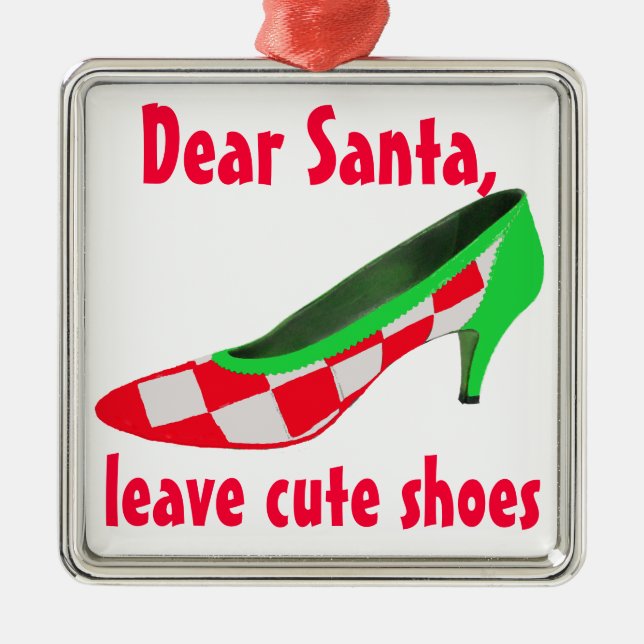 Niedlicher Schuh-Buchstabe zu Weihnachtsmann Silbernes Ornament (Vorne)