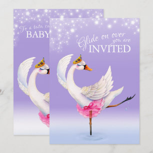 Niedlicher Schwan auf Ballett-Babyduscheinladungen Einladung