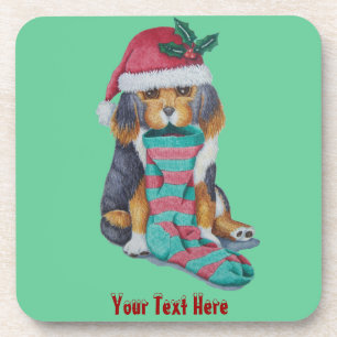 niedlicher Schwarz-Braun-Welpe zu Weihnachten Untersetzer