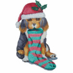 niedlicher, schwarz-brauner Welpe mit Weihnachtswe Fotoskulptur Ornament<br><div class="desc">Dieser niedliche, kleine, gemischte Weihnachtswelpen wartet eifrig auf einen Besuch vom Weihnachtsmann, um seinen Weihnachtsmann mit vielen Geschenken und anderen Hündchen zu füllen. Dieses niedliche Welpenbild wird jede festliche Küche aufheitern. Die originelle Welpenbilderin ist in Aquarell gemalt und ist ein originelles Produkt meiner Fantasie, das sich gut mit dem Weihnachtskitten...</div>