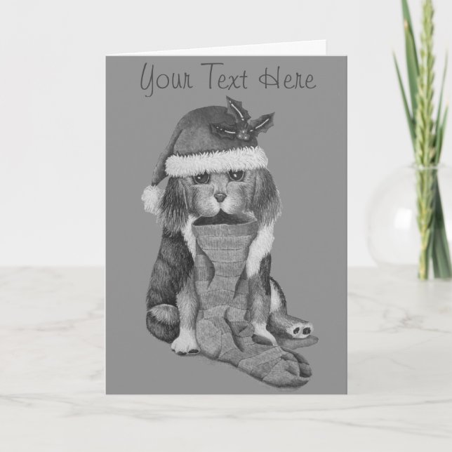 niedlicher, schwarz-brauner Welpe, zu Weihnachten  (Vorderseite)
