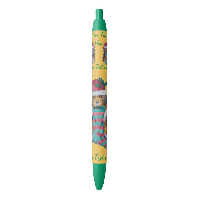niedlicher, schwarz-brauner Welpe, zu Weihnachten  Kugelschreiber (Vorderseite Vertikal)