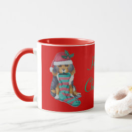 niedlicher, schwarz-brauner Welpe, zu Weihnachten  Tasse