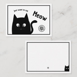 Niedlicher Schwarz-Katze-bearbeitbarer Text Mitteilungskarte