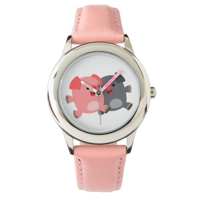 Niedlicher Schwarz-Weiß-Cartoon Armbanduhr (Vorderseite)