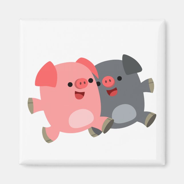 Niedlicher Schwarz-Weiß-Cartoon Magnet (Vorne)