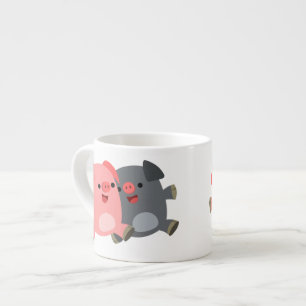 Niedlicher Schwarz-Weiß-Cartoon Schweine Espresso- Espressotasse